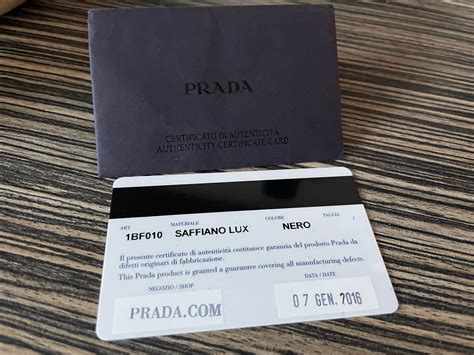 fake prada logo vs real|prada authenticity certificate card.